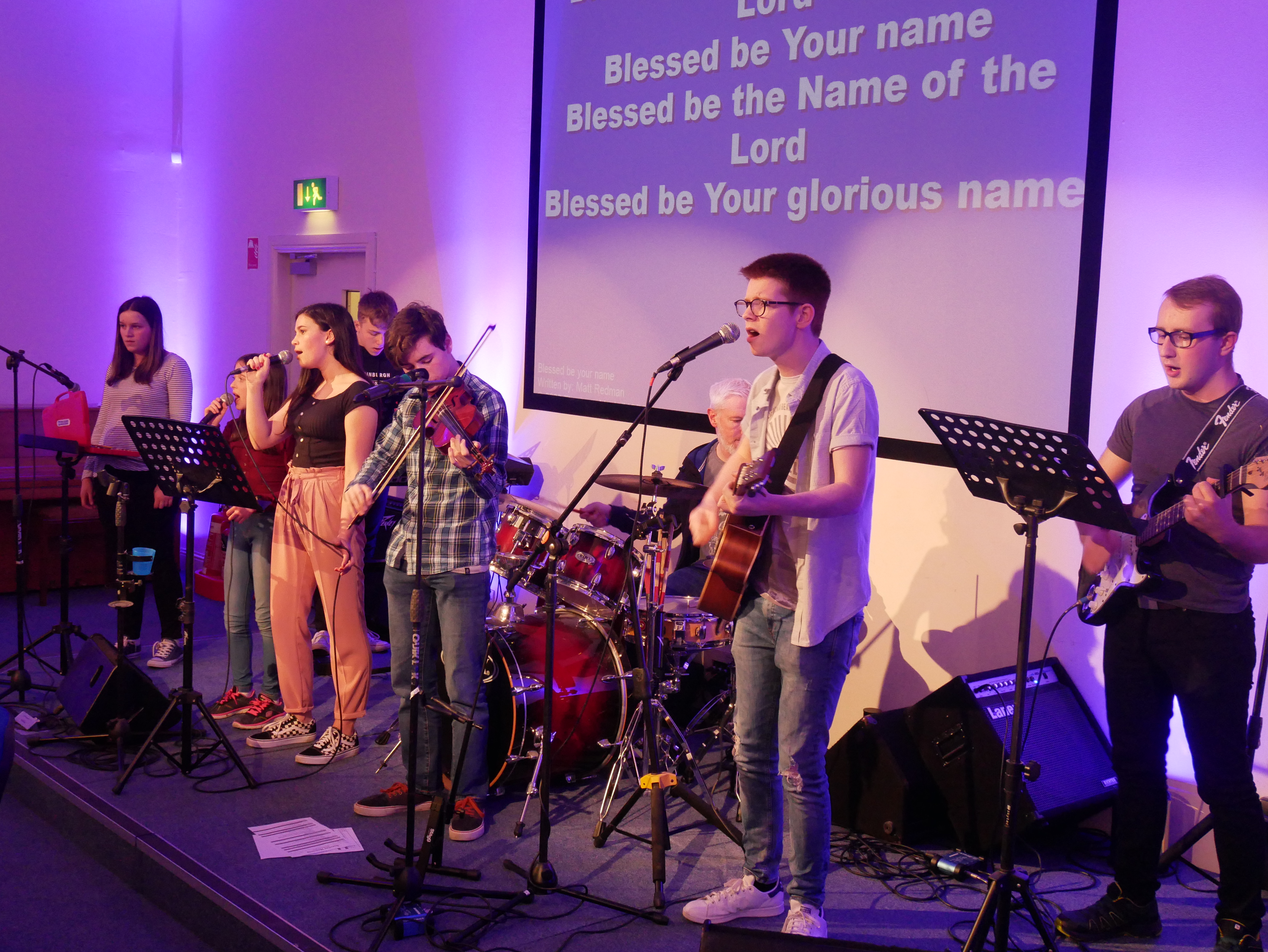 Young People playing music at Kirkliston Community Church